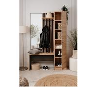 Vestiaire avec miroir - MEDAN 42B - Anthracite / Chêne artisan - 122 x 190 x 37 cm