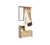 IDMarket – Vestiaire d'entrée Detroit avec miroir et range-chaussures design industriel Multicolore