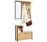 IDMarket – Vestiaire d'entrée Detroit avec miroir et range-chaussures design industriel Multicolore