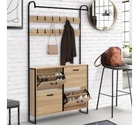 IDMARKET Vestiaire d'entrée LUIS meuble chaussures 4 portes design industriel