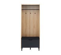 Vestiaire d'entrée JAPENDI effet chêne et gris anthracite h185cm - Bois