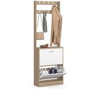 IDMarket Vestiaire d'entrée KLARK – Meuble à chaussures 2 portes effet bois et blanc