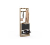 IDMarket - Vestiaire d'entrée KLARK Meuble Chaussures 2 Portes Effet Bois et Noir