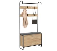 Vestiaire d'entrée LUIS avec banc et meuble à chaussures 1 porte design industri