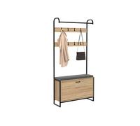 IDMarket – Vestiaire d'entrée LUIS avec banc et meuble à chaussures 1 porte, design industriel