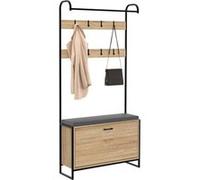 IDMARKET Vestiaire d'entrée LUIS avec banc et meuble à chaussures 1 porte design industriel