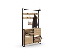 IDMARKET Vestiaire d'entrée LUIS meuble chaussures 4 portes design industriel