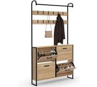 IDMarket – Vestiaire d'entrée Luis – Meuble à chaussures 4 portes design industriel