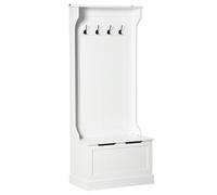 Meuble d'entrée - HOMCOM - 4 en 1 - banc de rangement et 4 crochets doubles - MDF - 71,5 x 39,5 x 170 cm - blanc