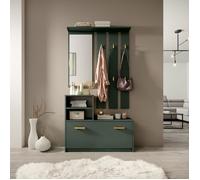 Vestiaire d'entrée - Meuble d'entrée - YESFIR - 85 cm - vert bouteille - armoire à chaussures - portemanteau - miroir