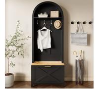 Vestiaire d'entrée multifonction avec rangement à chaussures étagère et patères - Design moderne structure MDF pieds en fer