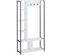 Vestiaire d'entrée Rebecca Mobili Caigua 182x90x35 Panneau de particules Acier blanc gris foncé Moderne