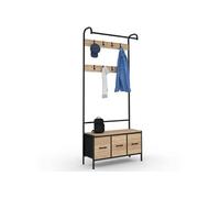 IDMarket - Vestiaire d'entrée UTAH avec banc et 3 tiroirs en tissu design industriel