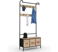 IDMarket Vestiaire d'entrée UTAH avec banc et 3 tiroirs en tissu design industriel