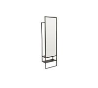 Vestiaire en métal avec penderie, miroir et 1 étagère - Noir - ISALY