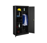 ARMOIRE DE BUREAU - TECTAKE - Armoire Métallique de Rangement 6 Compartiments et 1 Tringle en Acier 90 cm x 40 cm x 180 cm - Noir