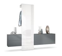 Vestiaire Garderobe Carlton Set 1 - VLADON - Anthracite mat - Blanc haute brillance - 208x193x35cm
