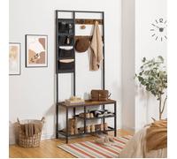 Vestiaire - HOOBRO - Meuble d'entrée 4-en-1 - Porte-manteau - Banc à chaussures - Étagère à chaussures