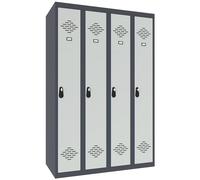 Vestiaire métal Avantage monobloc industrie propre 4 colonnes - Largeur 120 cm - Corps Anthracite - Portes Gris