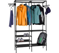 Vestiaire métallique emboîtable avec 6 étagères en tissu et tringle à vêtements - env. 170 x 108 x 36 cm