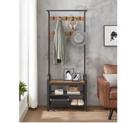 Vestiaire, Meuble d’Entrée avec Étagère Chaussures - VASAGLE - HSR040B41 - Marron Châtaigne et Noir