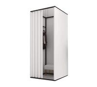 vestiaire Portable, Vestiaire carré Mobile avec Rideau d'ombrage et branchement, Magasin de vêtements temporaire, Dressing en métal(D,85X85X200CM)