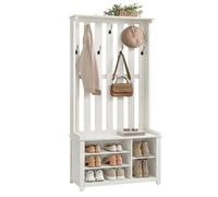 Vestiaire, porte-Manteau, 7 Crochets Doubles pour l’Entrée, Chambre, Salon, 35 x 81 x 180 cm, Blanc Nuage