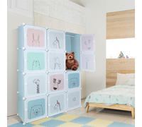 Vestiaire pour enfants Armoire modulaire Bibliothèque pour enfants pour chambre d'enfant et chambre à coucher Bleu
