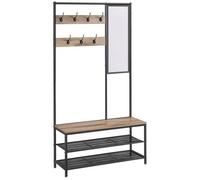 Vestiaire - VASAGLE - 35 x 98 x 180 cm - Style Industriel - Marron Camel et Noir d'Encre