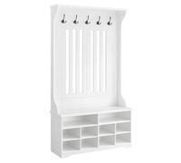 Vestiaire - VASAGLE - Meuble d'Entrée avec Crochets et Étagère Réglable - Moderne - Blanc