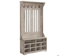 Vestiaire - VASAGLE - Porte-manteau avec Banc à Chaussures - 5 Crochets Triples, Grège