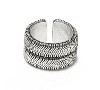 Vestopazzo Bague à bande effet serpent double, taille réglable réglable. Plaqué argent. Nickel testé. Fabrication artisanale. MI5046, Plaqué argent, Aucune pierre précieuse