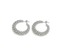 Vestopazzo Boucles d'oreilles c hoop accordéon, mis cercle effet accordéon plaqué argent. Nickel tested. Fabrication artisanale. Unisexe. MI3105, milieu, medium, Argent sterling, Pas de gemme