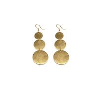 Vestopazzo Boucles d'oreilles pendantes 3 rondes en laiton,fait main, travail artisanal, nickel testé DD16100, medium, Laiton, Pas de gemme
