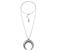 Vestopazzo Collier avec pendentif double corne plaqué argent. Longueur de la chaîne 50 cm. Nickel tested. Fabrication artisanale. Unisexe. LO53162, Big, big, Argent sterling, Pas de gemme