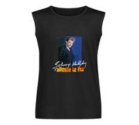 Vests The 90S Sol's King Johnny Hallyday Band Top Graphic Printed for Men Activewear Sleeveless Tops Black L