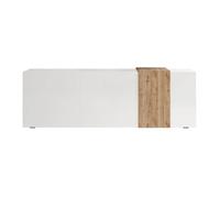 VESUVIO BLANC - Meuble TV 3 Portes Laqué Blanc et Aspect Bois Finition Cadiz