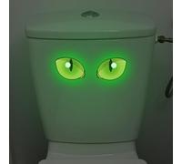 Vesvory Autocollant réfléchissant aux yeux verts pour toilettes - Sécurité nocturne - Décoration imperméable pour abattant de toilette - Autocollant mural pour salle de bain (œil vert A)
