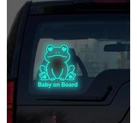 Vesvory Autocollant réfléchissant bébé à bord, grenouille avec yeux de cœur, autocollant d'avertissement de sécurité, autocollant en vinyle imperméable pour visibilité nocturne pour fenêtre arrière
