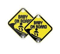 Vesvory Autocollant réfléchissant pour voiture en PVC avec ventouses, panneau « Baby on Board » double face réfléchissant pour la sécurité des bébés (Surf Baby on Board)