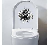 Vesvory Autocollants 3D en vinyle pour abattant de toilettes, motif vampire craquelé, squelette de zombie qui regarde, mur cassé, housse de siège de toilette, monstre effrayant d'Halloween (style 4)