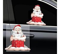 Vesvory Autocollants de Noël pour voiture, Père Noël, bonhomme de neige, elfe, renne, vacances d'hiver, autocollants muraux et fenêtres (Père Noël surprise)