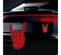Vesvory Autocollants Rock on Hand pour voitures, autocollants réfléchissants haute intensité, squelette mains rock and roll, autocollants à bascule imperméables pour voiture, maison, rouge