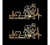 Vesvory Lot de 2 autocollants bébé à bord pour voiture, autocollants mignons en vinyle pour pare-brise arrière, pare-chocs (doré brossé)