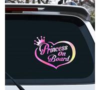 Vesvory Lot de 2 autocollants « Princess on Board » pour voitures « Baby on Board » - Panneau d'avertissement de princesse à bord - Panneau de sécurité pour fenêtre de voiture - Autocollants pour