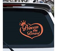 Vesvory Lot de 2 autocollants « Princess on Board » pour voitures « Baby on Board » - Panneau d'avertissement de princesse à bord - Panneau de sécurité pour fenêtre de voiture - Autocollant pour