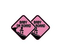 Vesvory Lot de 2 autocollants réfléchissants « Baby on Board » en vinyle pour voitures, motif « Baby on Board » - 12,5 x 12,5 cm - Pour toutes les voitures (rose)