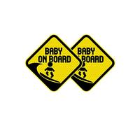 Vesvory Lot de 2 autocollants réfléchissants en vinyle « Baby On Board » - Panneau d'avertissement amusant pour la sécurité des bébés - 12,5 x 12,5 cm - Toutes les voitures (jaune)