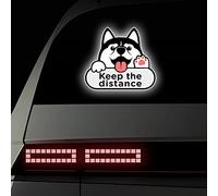Vesvory Lot de 2 autocollants réfléchissants « Keep The Distance » pour voiture, camion, camionnette, ordinateur portable (blanc)