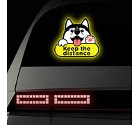 Vesvory Lot de 2 autocollants réfléchissants « Keep The Distance » pour voiture, camion, camionnette, ordinateur portable (jaune)